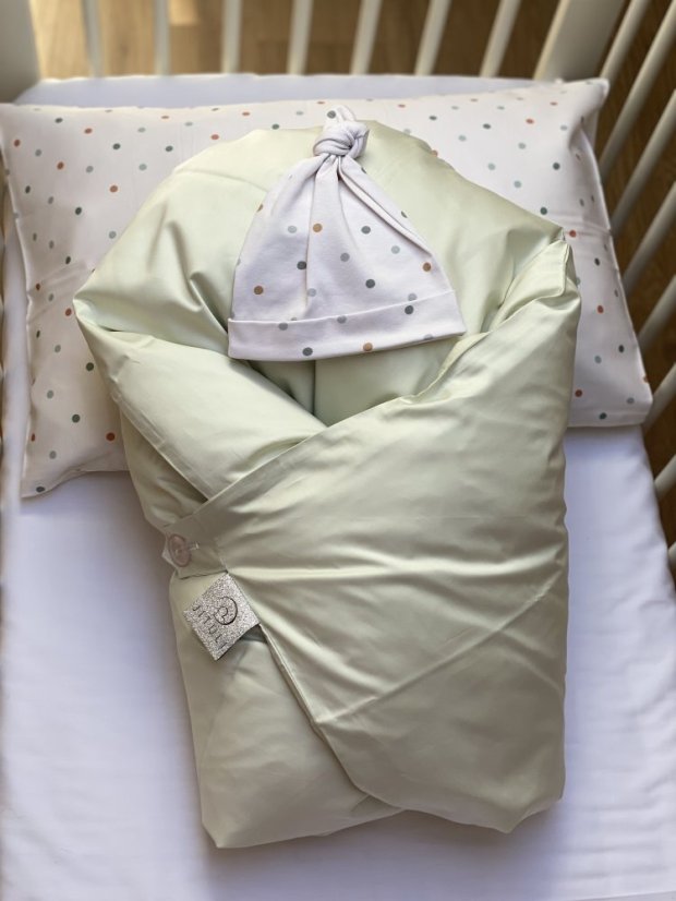 Páperová zavinovačka Klasik Mint s čiapočkou a vankúšikom