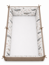 Mantinel Velryby Hnědá do postieľky 380 × 30 cm s odnímateľnou bočnicou