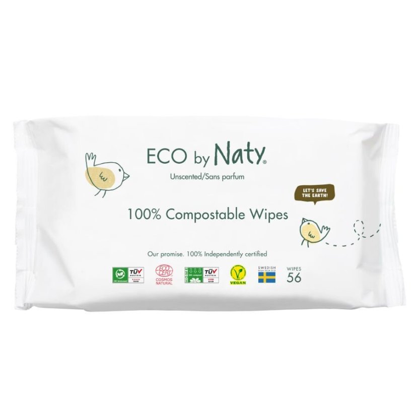 Vlhčené obrúsky ECO by Naty bez vône - pre citlivú pokožku (56 ks)
