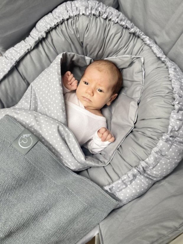 Hnízdo Šedá/Bílé mini hvězdy Šedá