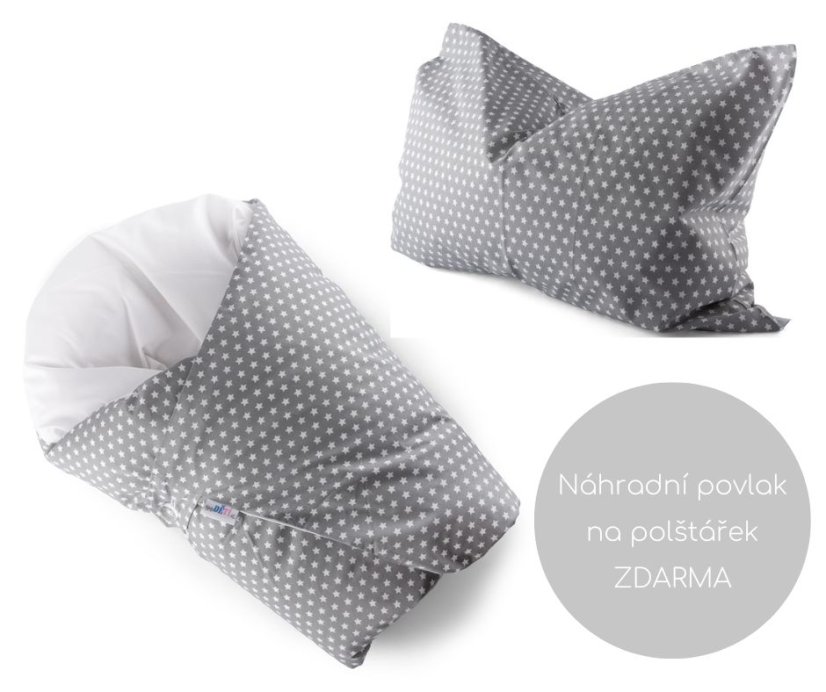 Zvýhodnený set Šedá/ Bílé mini hvězdičky + Náhradné Obliečka na vankúšik ZADARMO