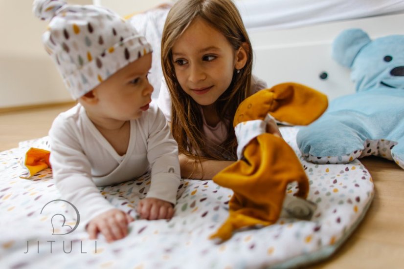 Plyšová hracia deka Barevné Kapičky Zelená/Kulatá