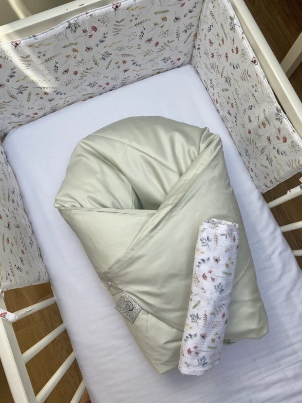 Péřová zavinovačka Klasik - Souprava Mint Kytičky