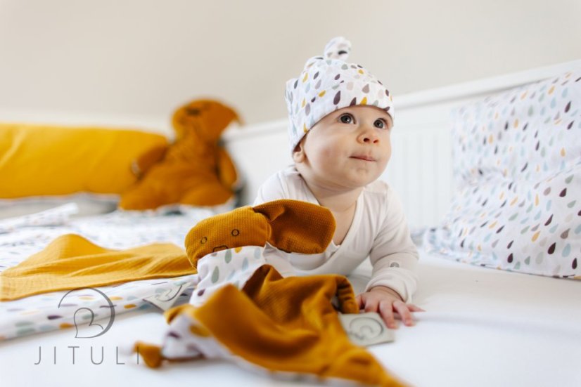 Puchowy otulacz Klasik  Barevné Kapičky/Bílá