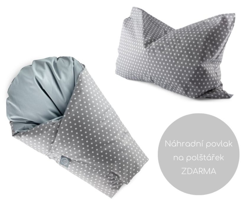 Zvýhodněný set Šedá/Šedá/Bílé mini hvězdičky + Povlak na polštářek ZDARMA