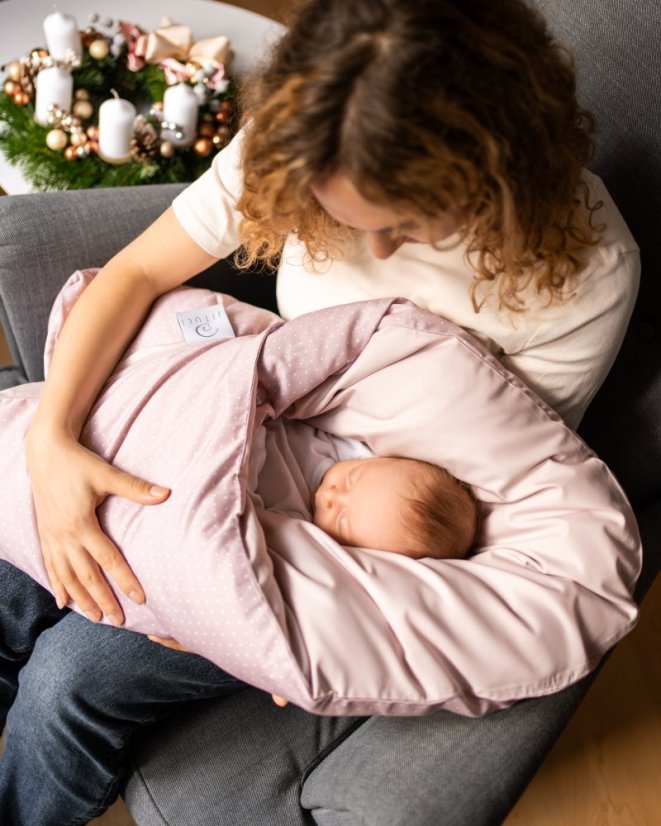 Náhradný povlak na zavinovačku Maxi Starorůžová Bílý Puntík/Starorůžová
